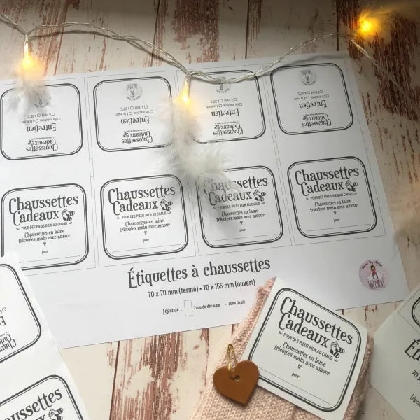 Etiquettes chaussettes "Même les Anges Tricotent" (version noir et blanc)