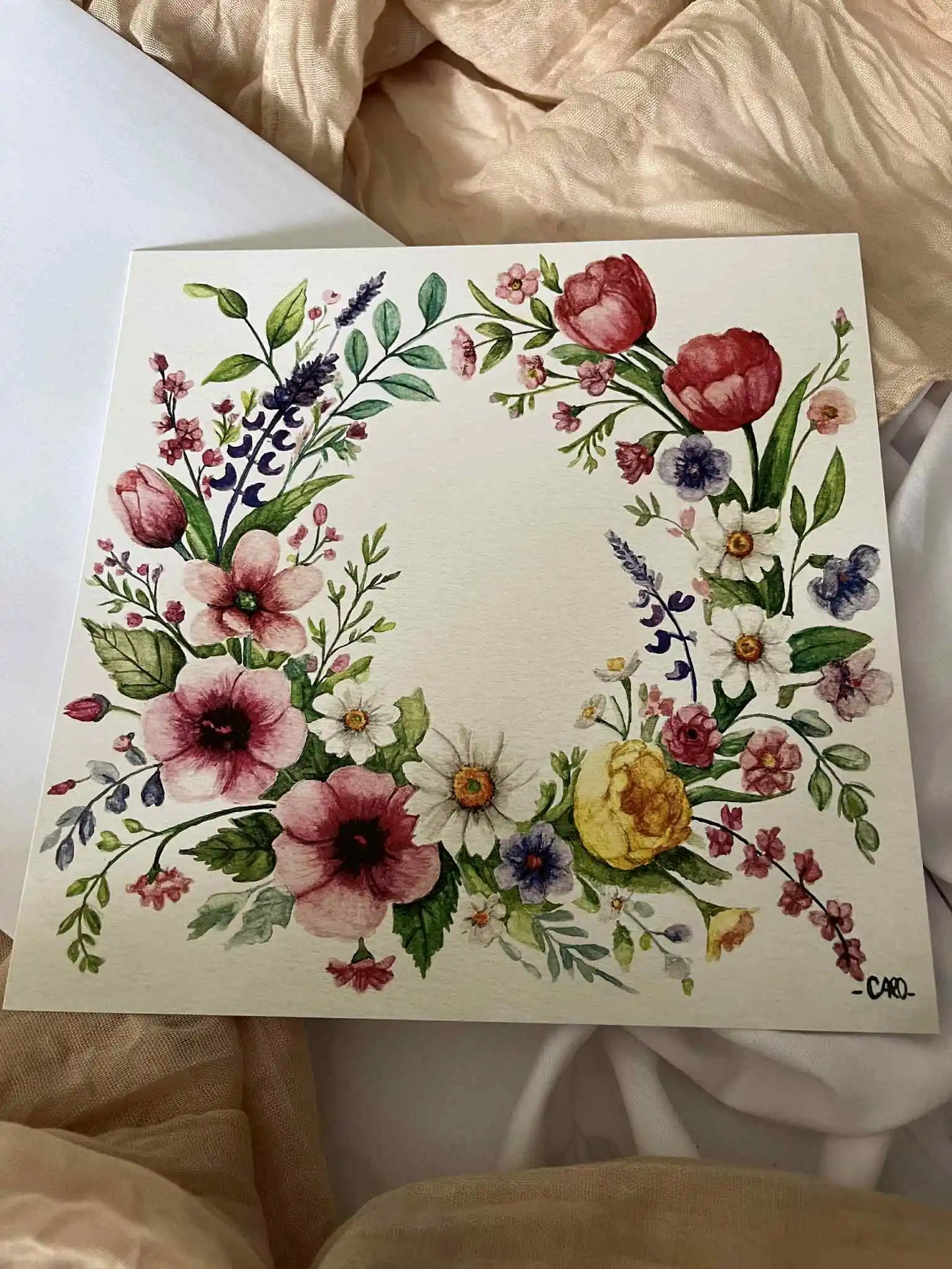 Carte Postale Couronne de fleurs (box Printemps 2025)