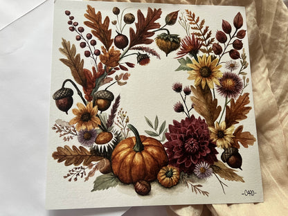 Carte Postale Couronne d'Automne (box Automne 2025)