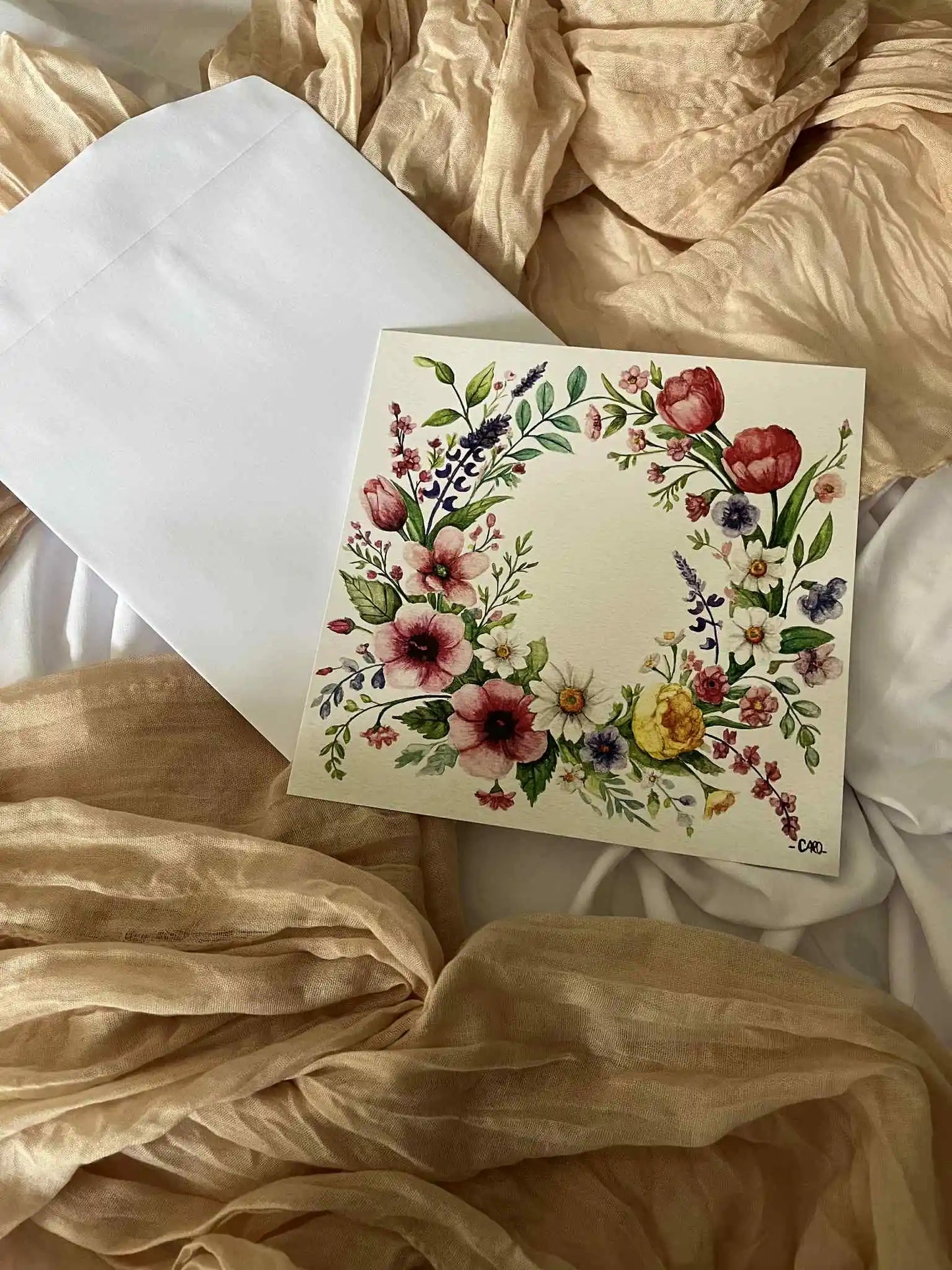 Carte Postale Couronne de fleurs (box Printemps 2025)