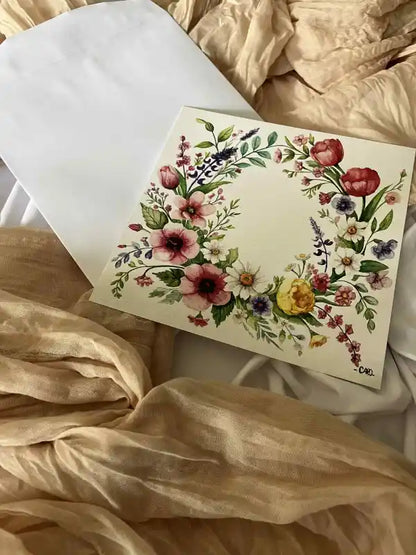 Carte Postale Couronne de fleurs (box Printemps 2025)