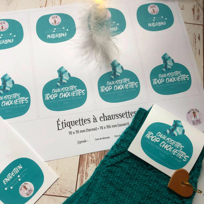 Etiquettes pour vos chaussettes Trop Chouettes (fond blanc)