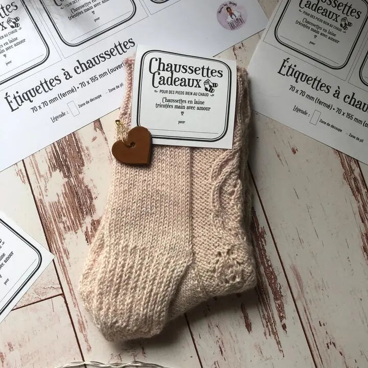 Etiquettes chaussettes "Même les Anges Tricotent" (version noir et blanc)