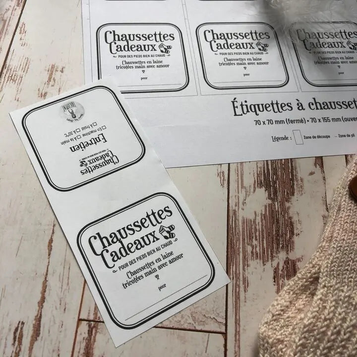 Etiquettes chaussettes "Même les Anges Tricotent" (version noir et blanc)